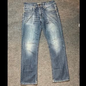 BKE Jeans 32L Jake Straight Embroidered Blue Denim Jeans
